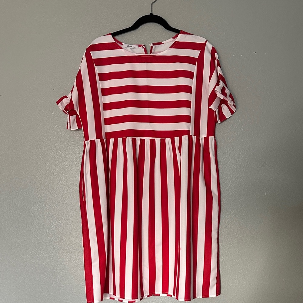 Red and White Striped Dress